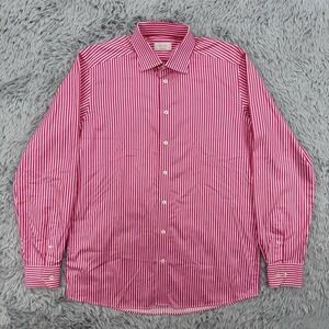 ETON Shirt Men's 41/16 Pink White Striped Long Sleeve‎ Button Up Contemporary